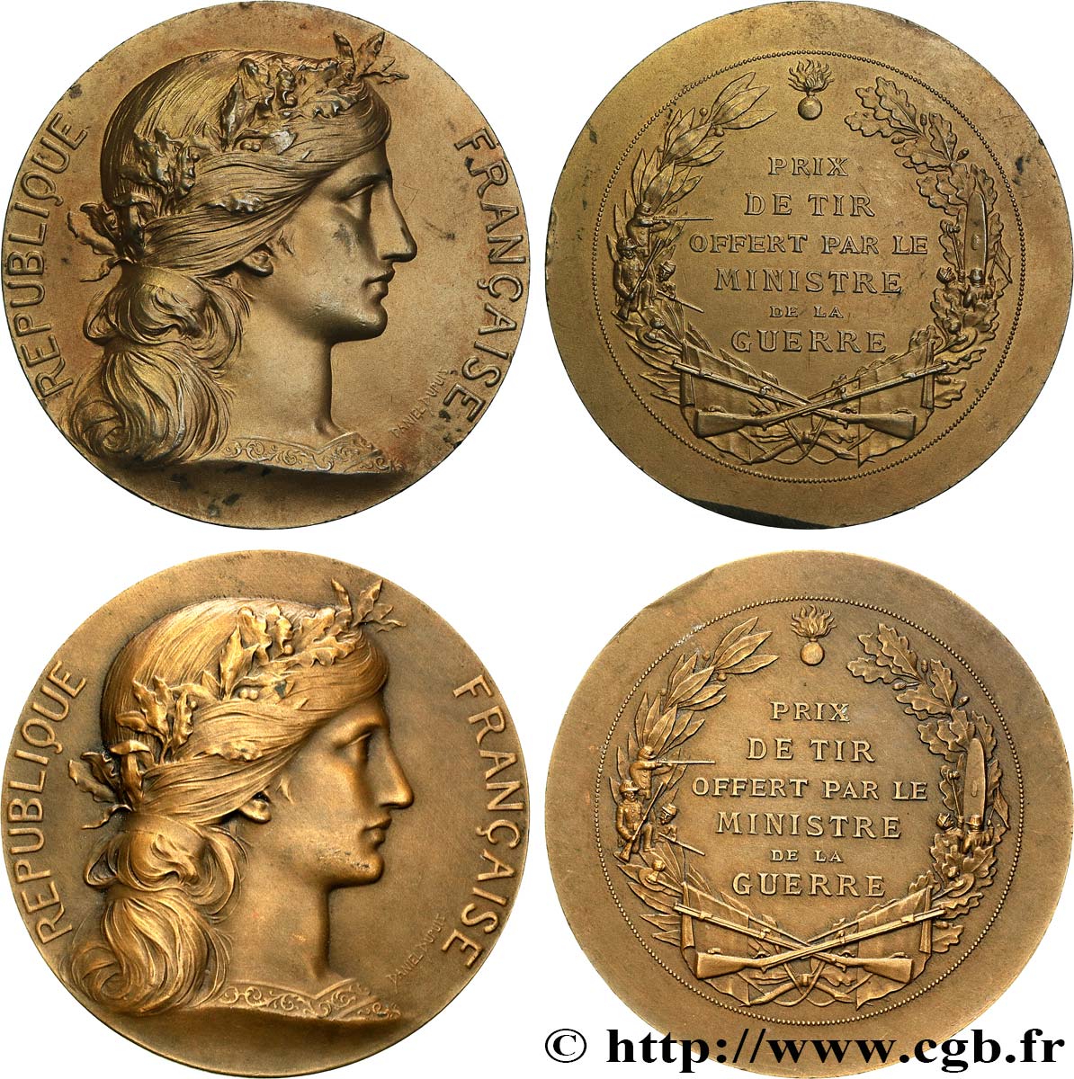 III REPUBLIC Médaille, Prix de tir offert, lot de 2 ex. AU