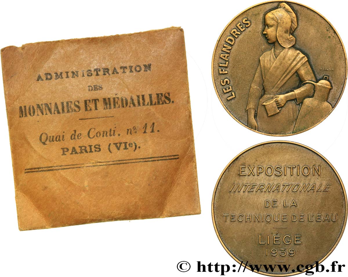BELGIUM - KINGDOM OF BELGIUM - REIGN OF LEOPOLD III Médaille, Les Flandres, Exposition internationale de la technique de l eau XF