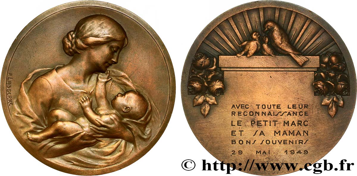 CUARTA REPUBLICA FRANCESA Médaille de naissance MBC
