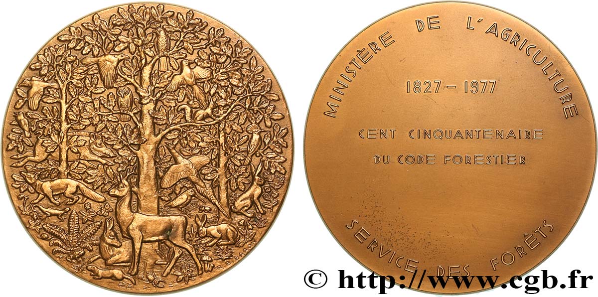 FUNFTE FRANZOSISCHE REPUBLIK Médaille, 150 ans du code forestier VZ