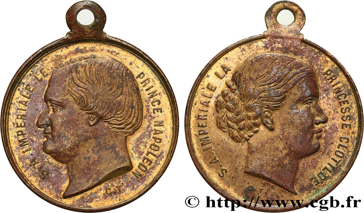 SECOND EMPIRE Médaille, Jérôme Napoléon et Clotilde de Savoie XF