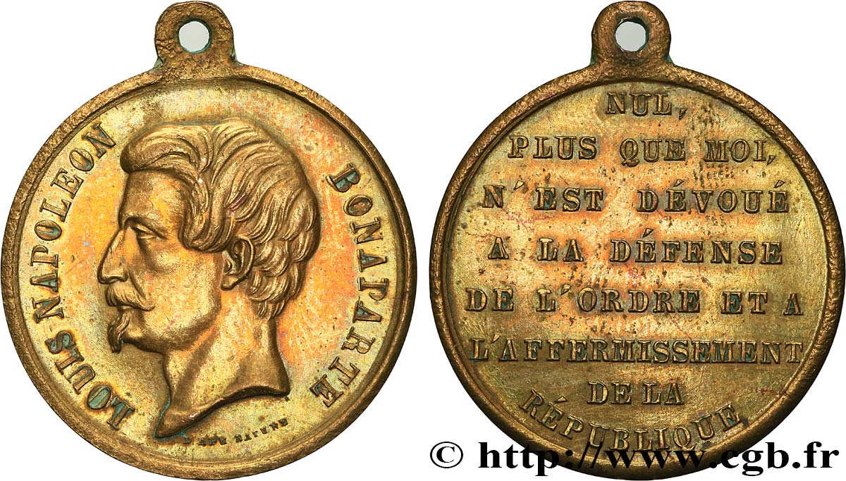 DEUXIÈME RÉPUBLIQUE Médaille, Louis-Napoléon Bonaparte TTB