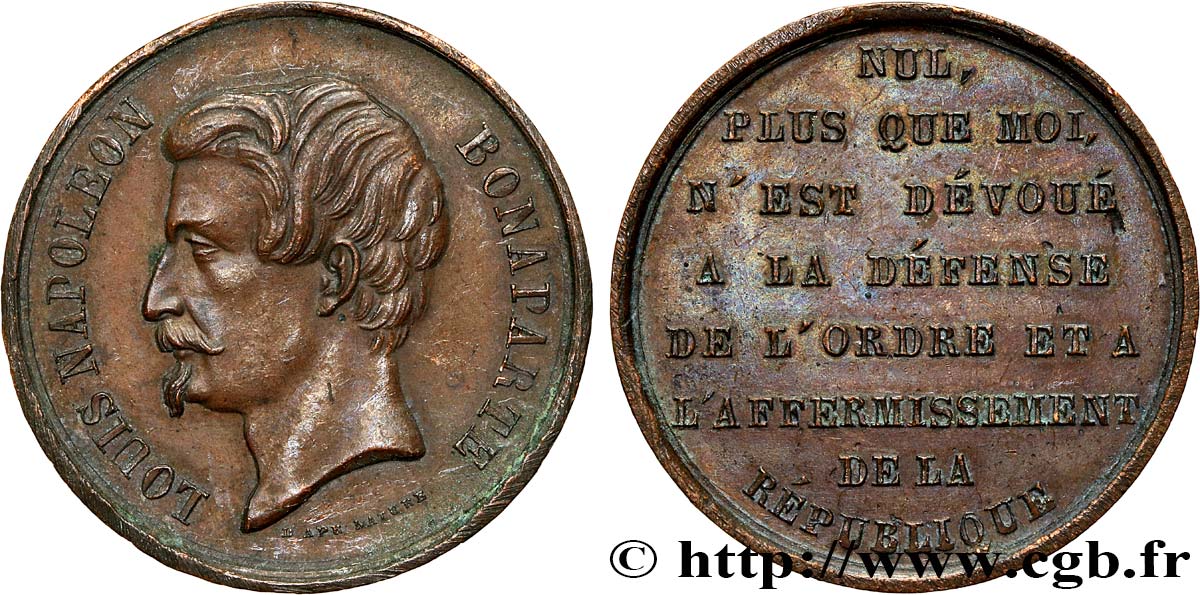 DEUXIÈME RÉPUBLIQUE Médaille, Louis-Napoléon Bonaparte MBC