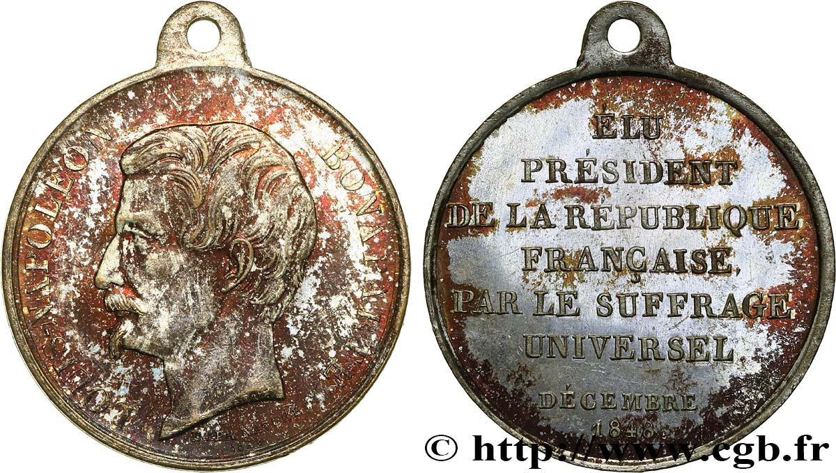 SECOND REPUBLIC Médaillette, Élection du président Louis Napoléon Bonaparte XF/AU