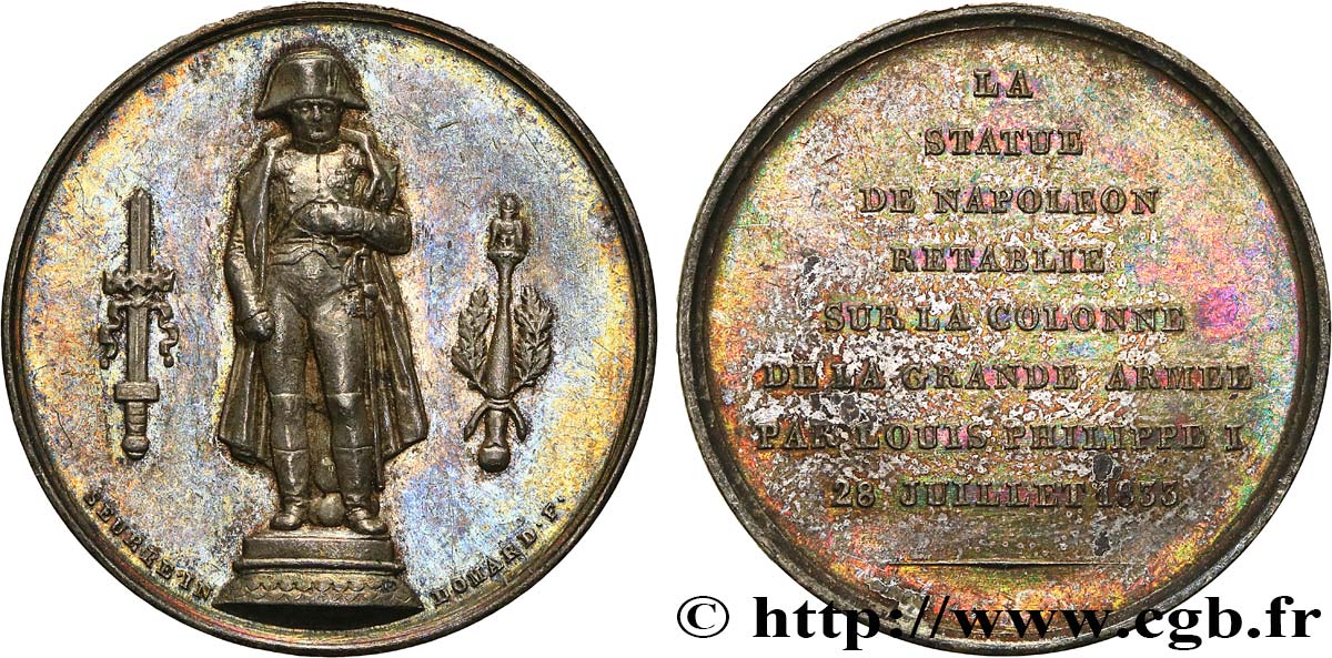 LUIS FELIPE I Médaille, rétablissement de la statue de Napoléon Ier MBC
