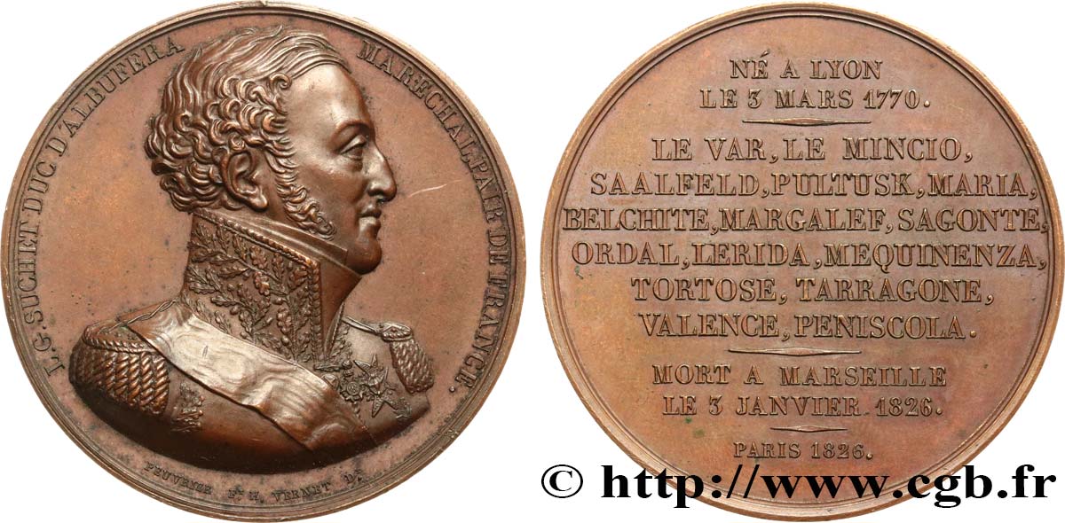 NAPOLEON S EMPIRE Médaille, Général Suchet, Duc d’Albufera AU