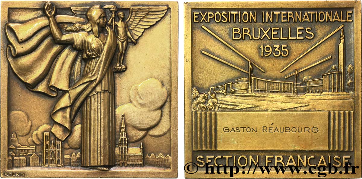 BELGIQUE - ROYAUME DE BELGIQUE - RÈGNE DE LÉOPOLD III Plaque, Exposition Internationale, Section Française TTB+