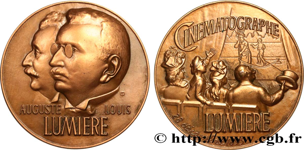 SCIENCES & SCIENTIFIQUES Médaille, Auguste et Louis Lumière, le cinématographe AU