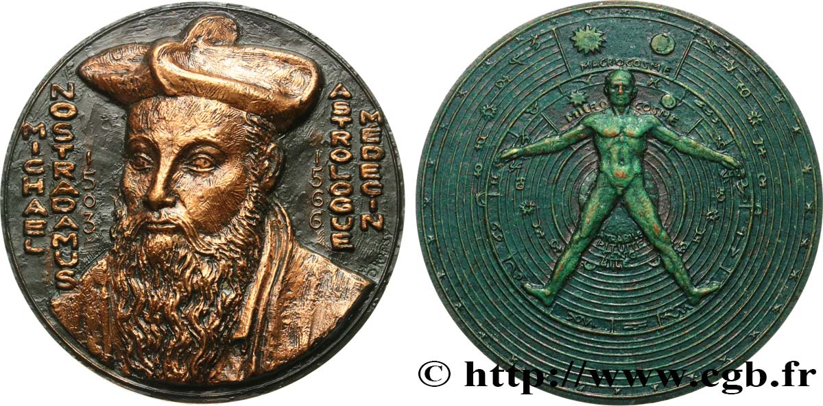 LITTÉRATURE : ÉCRIVAINS/ÉCRIVAINES - POÈTES Médaille, Michel de Nostredame, dit Nostradamus SUP/TTB+