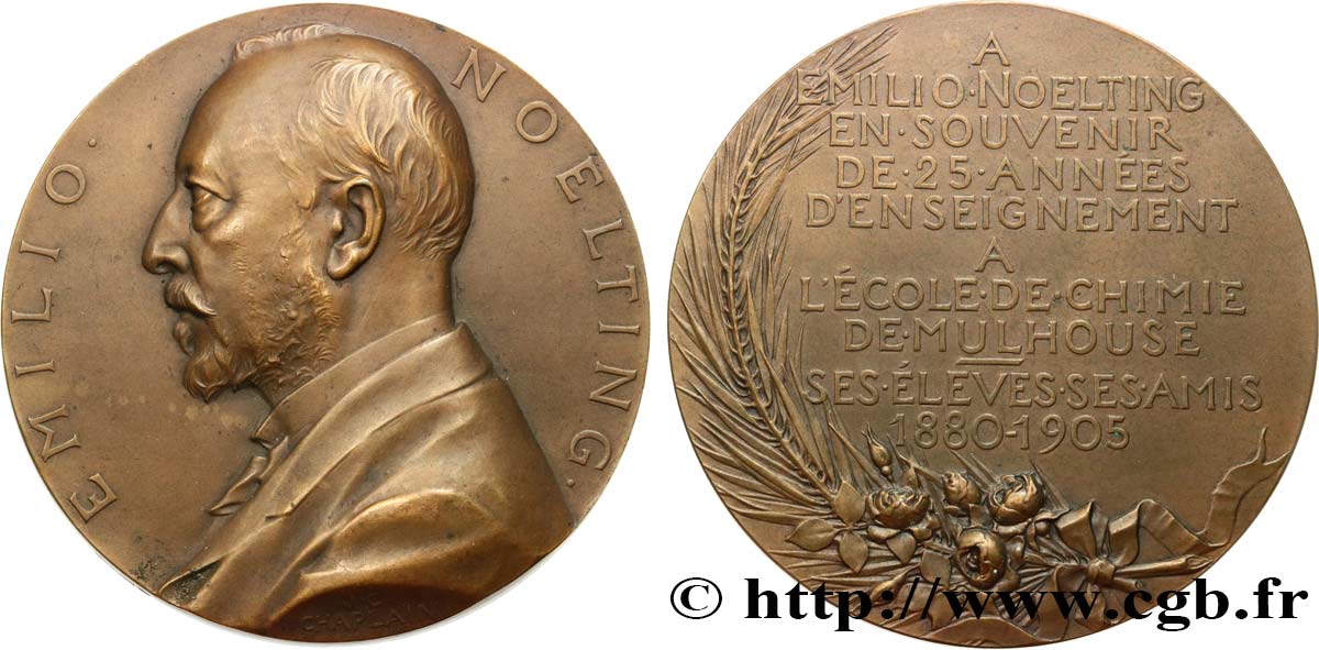SCIENCES & SCIENTIFIQUES Médaille, Souvenir de 25 années d’enseignement, Emilio Noelting q.SPL