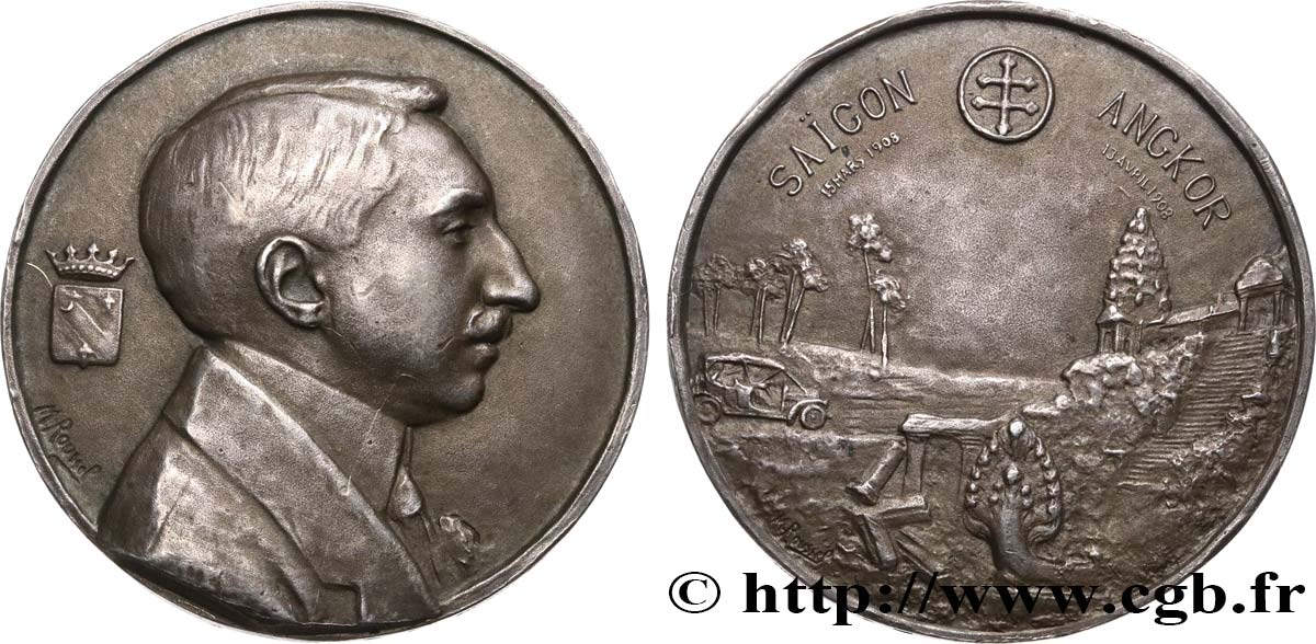 TROISIÈME RÉPUBLIQUE - INDOCHINE FRANÇAISE Médaille, Expédition Saïgon-Angkor de Ferdinand d’Orléans, duc de Montpensier TTB+