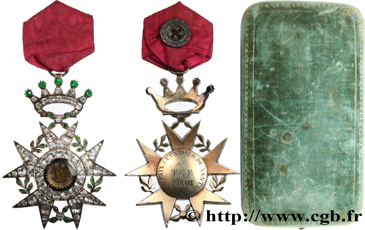 FREEMASONRY Bijou médaille, Étoile, Loge Paix et Union AU