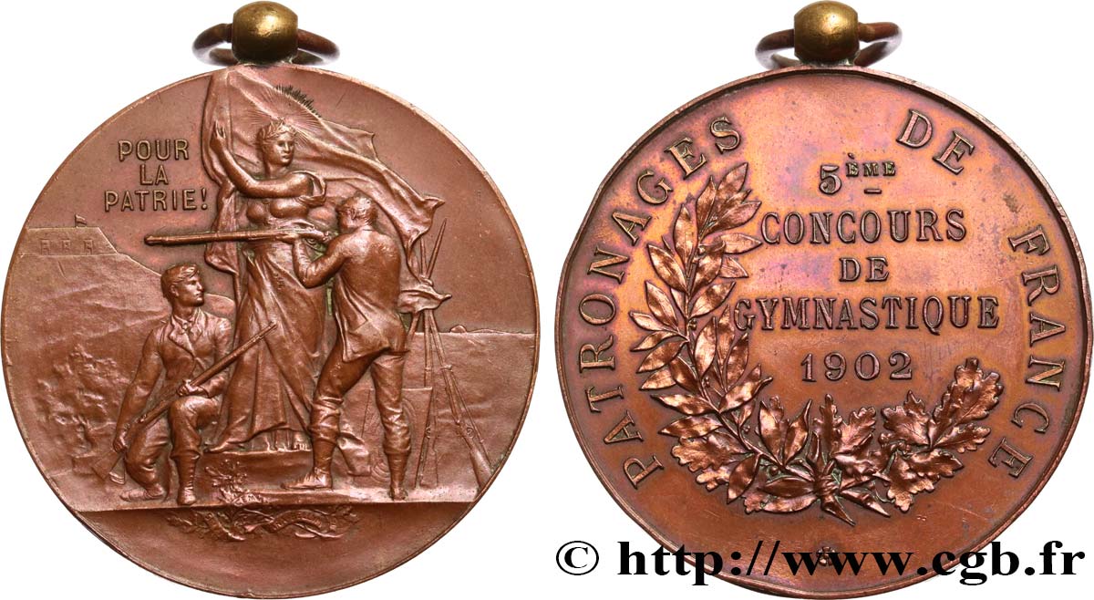 TERCERA REPUBLICA FRANCESA Médaille, Patronages de France, 5e concours de gymnastique MBC