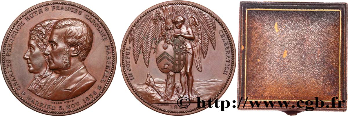 GRANDE BRETAGNE - VICTORIA Médaille, Noces d’or de Charles Frederick Huth et Frances Caroline Marshall SUP