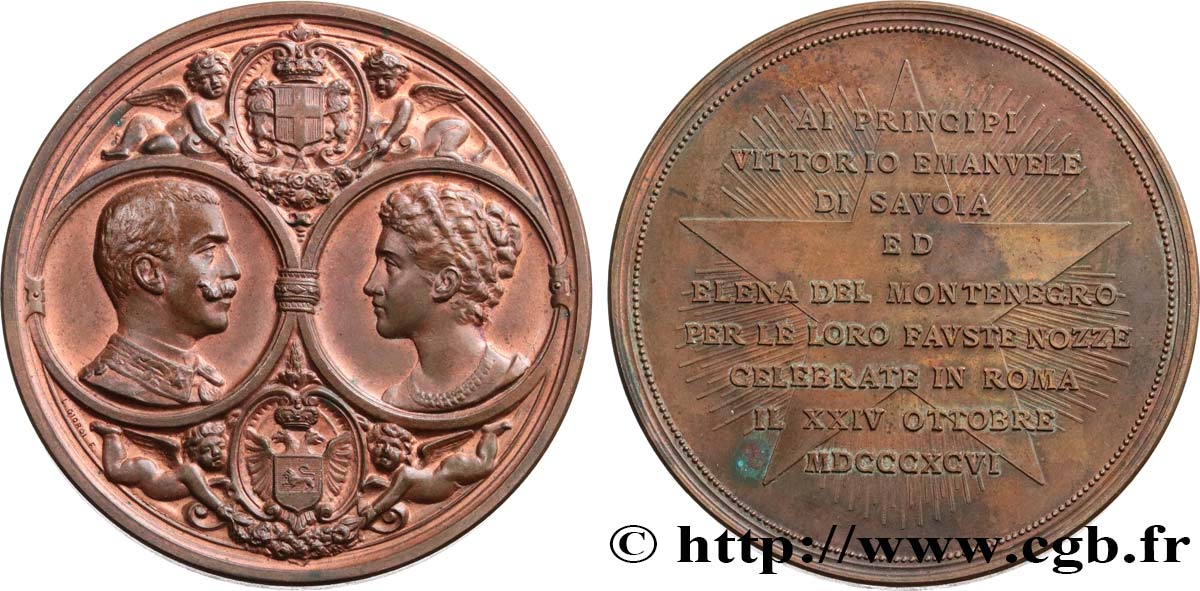 ITALIE - ROYAUME D ITALIE - VICTOR-EMMANUEL III Médaille, Mariage de Victor Emanuel III & Hélène de Monténégro TTB+
