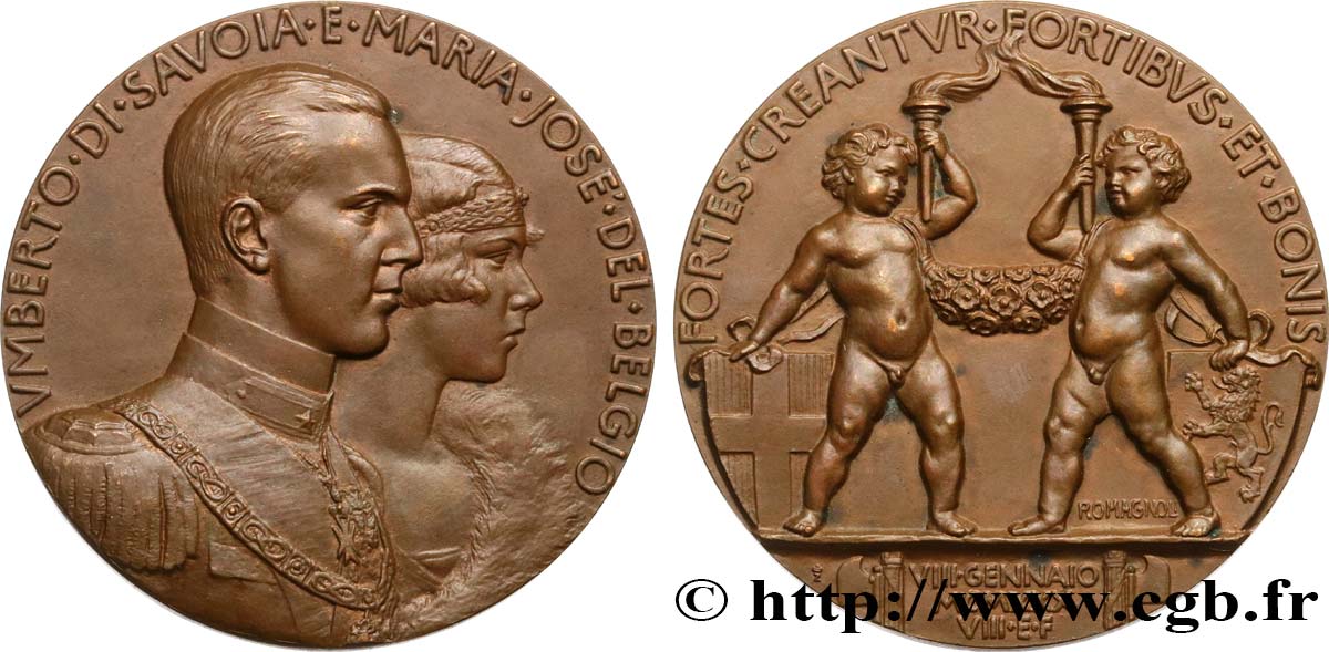 ITALY - KINGDOM OF ITALY - VICTOR-EMMANUEL III Médaille, Mariage d’Humbert de Savoie et de Marie-José de Belgique AU