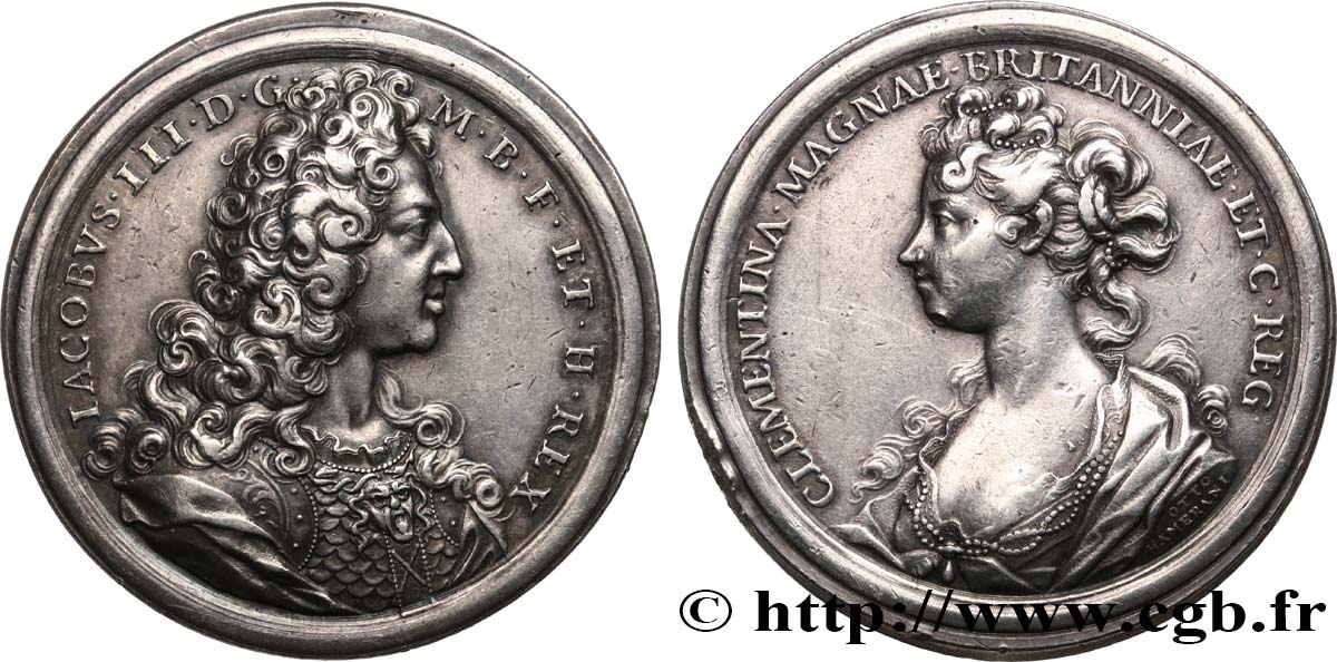 VEREINIGTEN KÖNIGREICH Médaille, Mariage de James Stuart et de Clémentine Sobieska fVZ