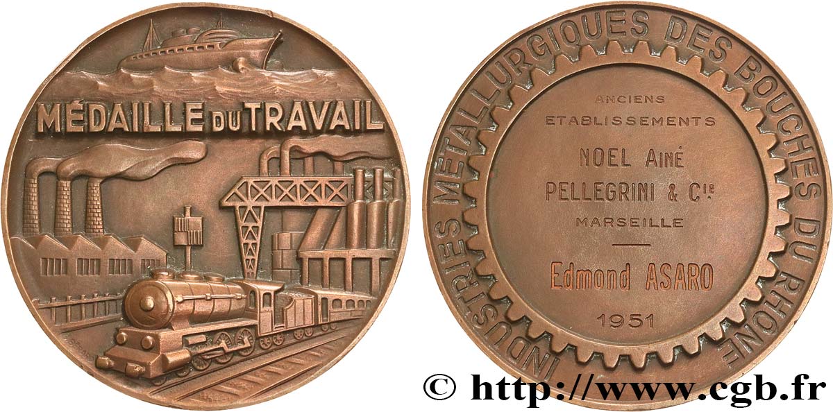 COMPANIES, INDUSTRIES AND MISCELLANEOUS TRADES Médaille du travail, Industries métallurgiques AU