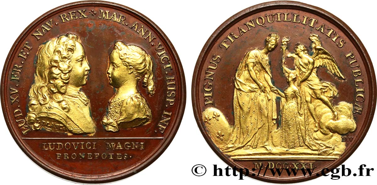 LOUIS XV DIT LE BIEN AIMÉ Médaille, Projet de mariage entre Louis XV et l’Infante d’Espagne EBC