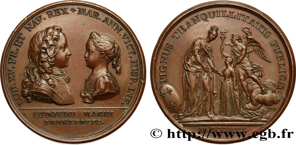 LOUIS XV DIT LE BIEN AIMÉ Médaille, Projet de mariage entre Louis XV et l’Infante d’Espagne q.SPL