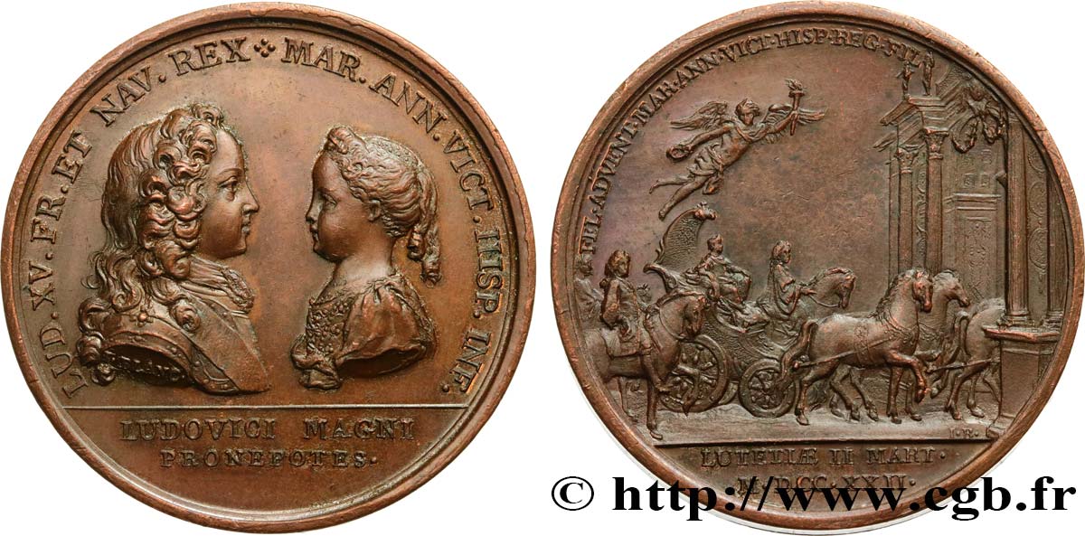 LOUIS XV DIT LE BIEN AIMÉ Médaille, Projet de mariage entre Louis XV et l’Infante d’Espagne MBC+