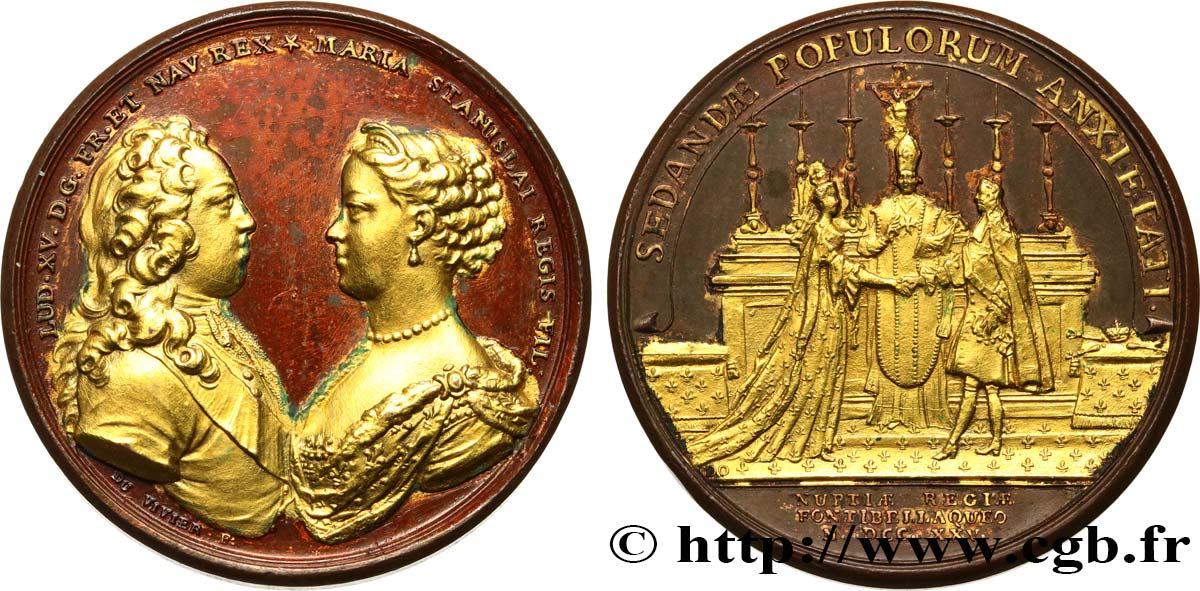 LOUIS XV DIT LE BIEN AIMÉ Médaille, Mariage de Louis XV et de Marie Leszczynska fVZ