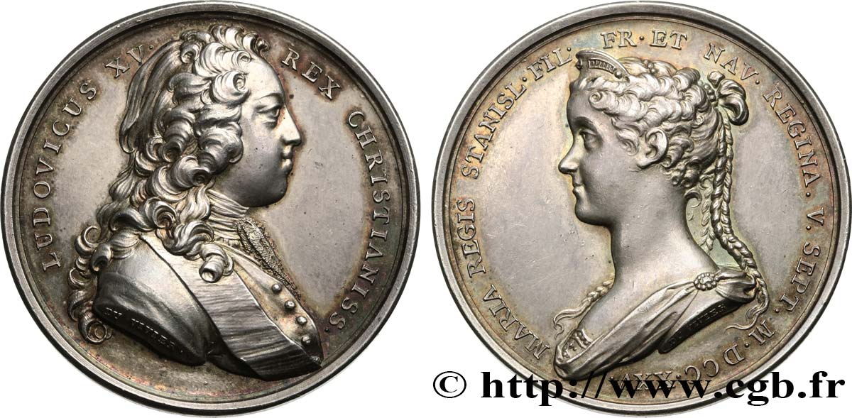 LOUIS XV DIT LE BIEN AIMÉ Médaille, Mariage de Louis XV et Marie Leszcynska MBC+