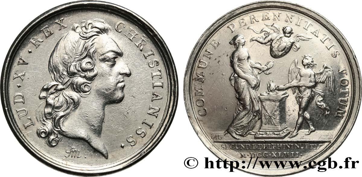 LOUIS XV THE BELOVED Médaille, Le second mariage du Dauphin Louis  XF