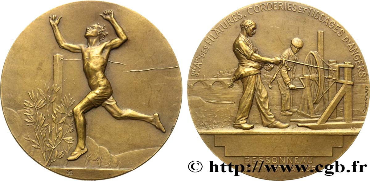 SOCIÉTÉS COMMERCIALES Médaille, Société des Filatures, Corderies et Tissages d’Angers AU