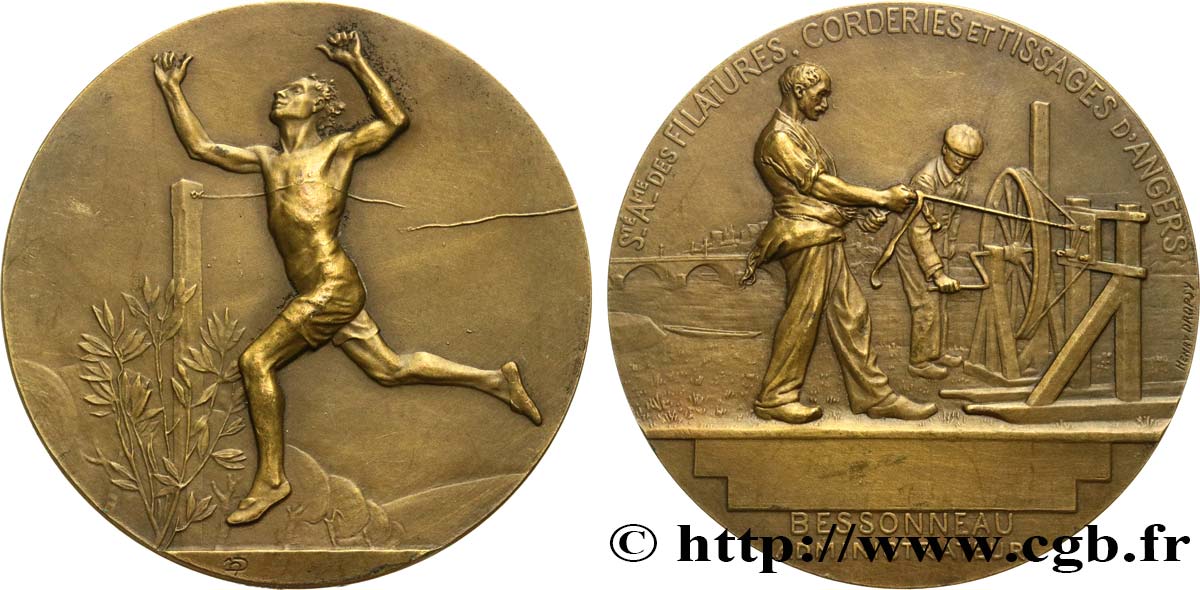 SOCIÉTÉS COMMERCIALES Médaille, Société des Filatures, Corderies et Tissages d’Angers TTB+