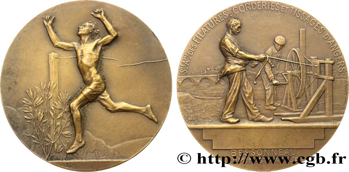 SOCIÉTÉS COMMERCIALES Médaille, Société des Filatures, Corderies et Tissages d’Angers TTB+