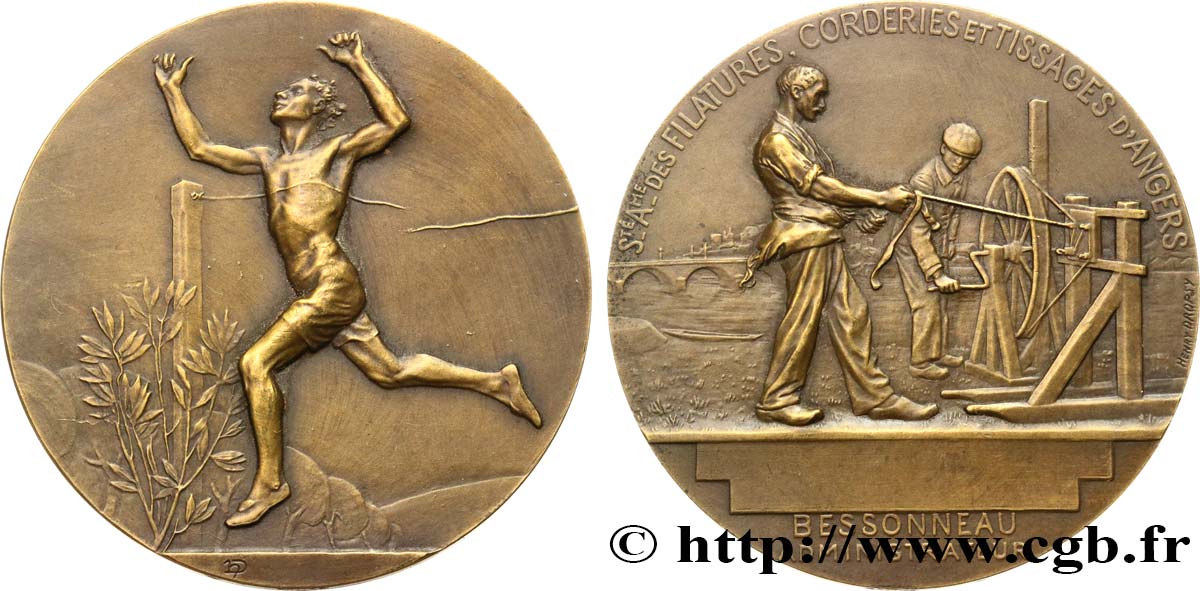 SOCIÉTÉS COMMERCIALES Médaille, Société des Filatures, Corderies et Tissages d’Angers AU