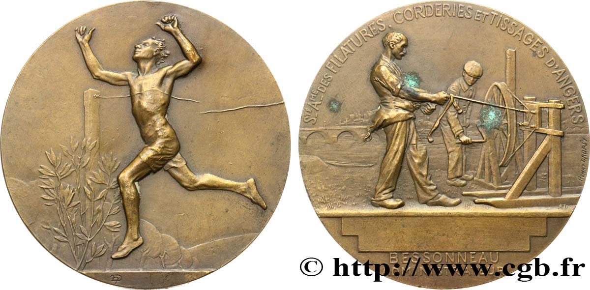 SOCIÉTÉS COMMERCIALES Médaille, Société des Filatures, Corderies et Tissages d’Angers TTB+/TTB