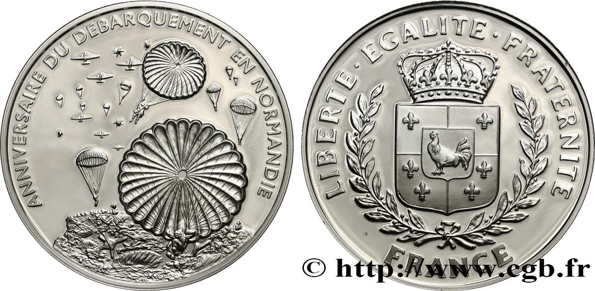 CINQUIÈME RÉPUBLIQUE Médaille, Anniversaire du débarquement de Normandie FDC