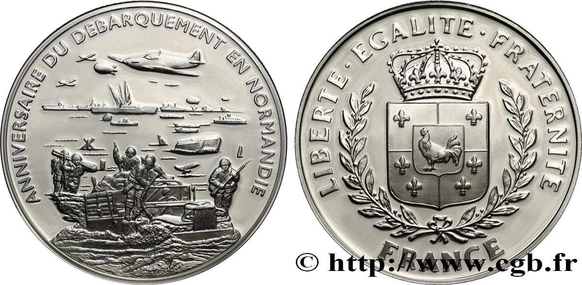 CINQUIÈME RÉPUBLIQUE Médaille, Anniversaire du débarquement de Normandie FDC