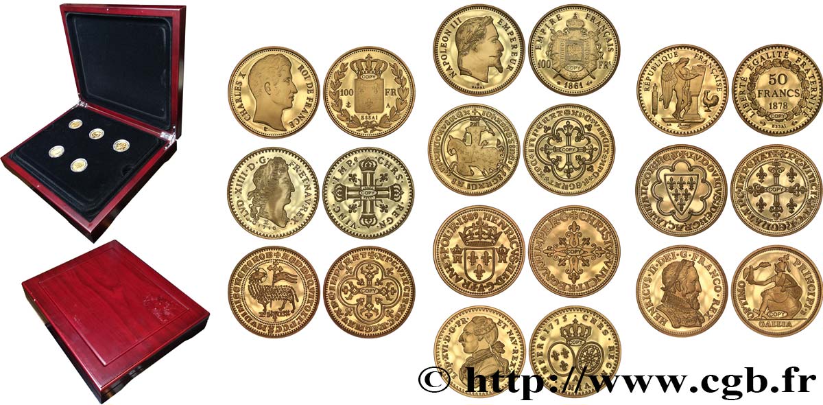 ENSEMBLE DE MÉDAILLES Coffret de 10 médailles, “L’or de France” FDC