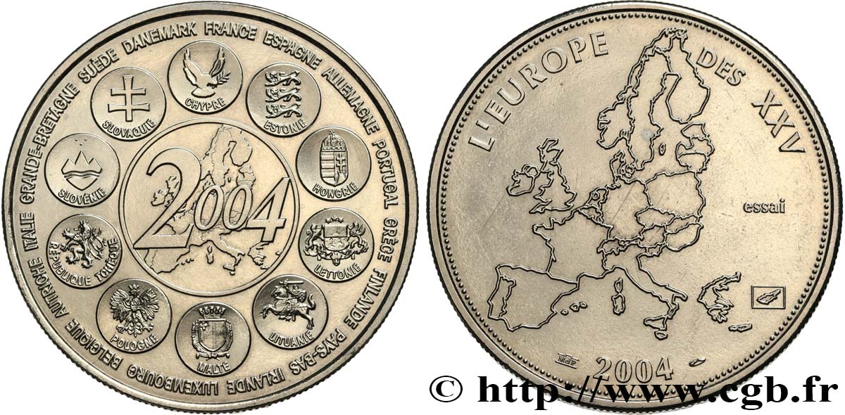 CINQUIÈME RÉPUBLIQUE Médaille, Essai, Dernière année des 12 pays de l’Euro TTB+
