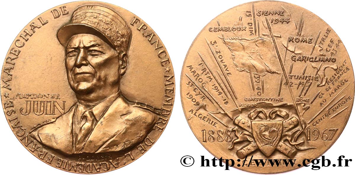 QUINTA REPUBLICA FRANCESA Médaille, Maréchal Alphonse Juin EBC
