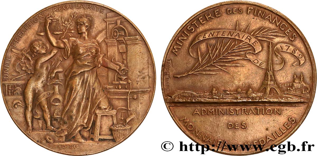 III REPUBLIC Médaille de l’Administration des Monnaies et Médailles AU