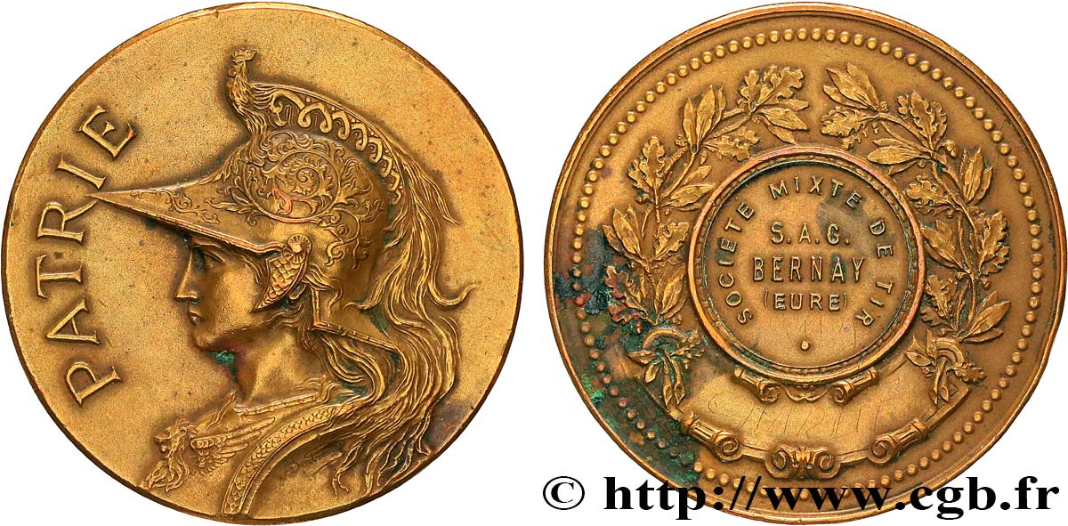 TIR ET ARQUEBUSE Médaille, Patrie, Société de tir TTB