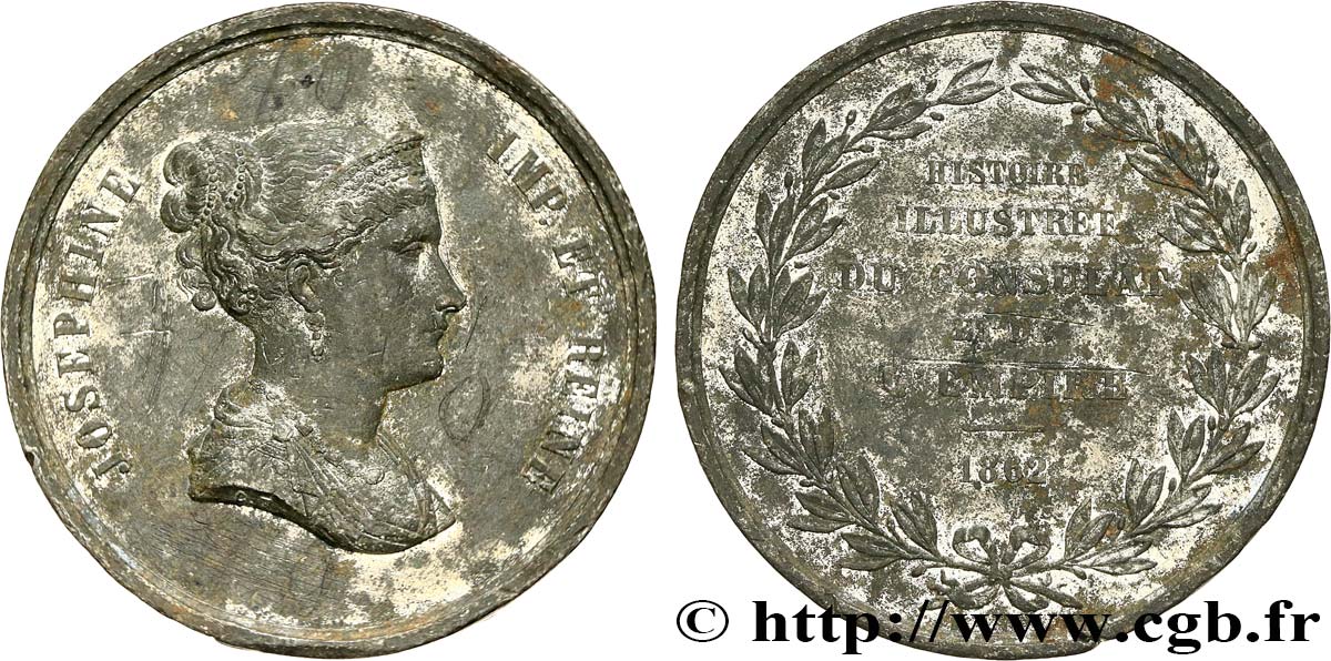 SECOND EMPIRE Médaille, Joséphine impératrice, Histoire illustrée du Consulat et de l’Empire B+