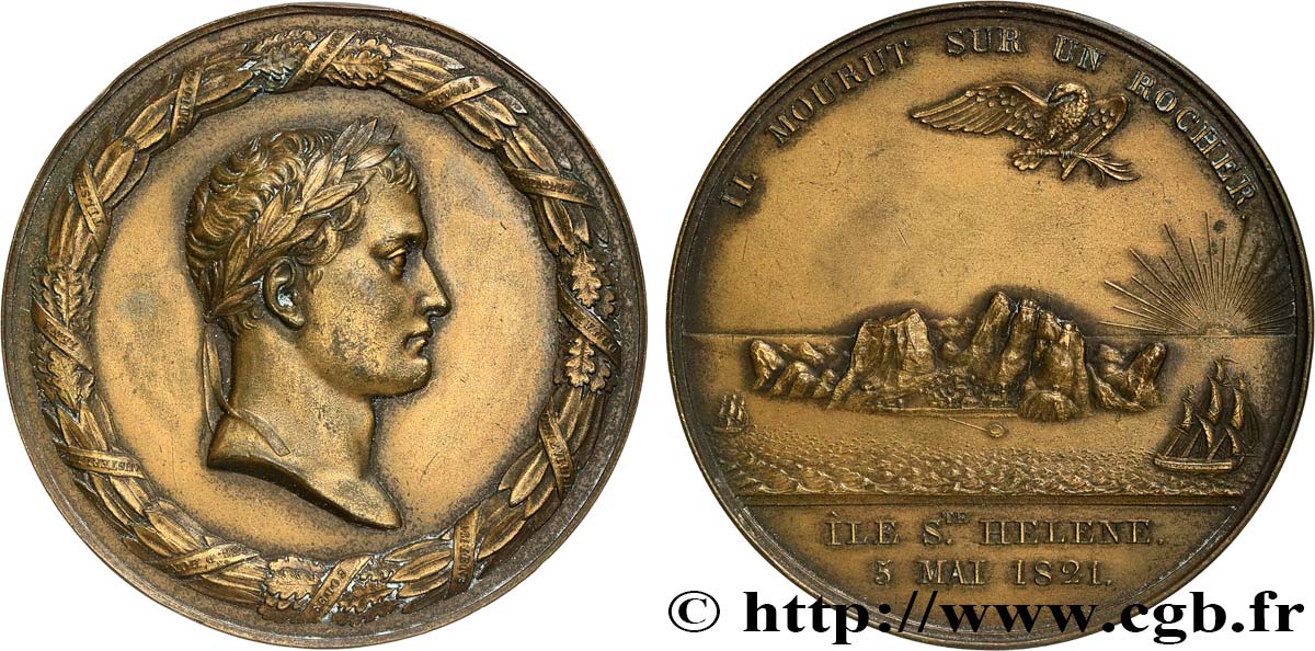 LOUIS XVIII Médaille, Ile Sainte Hélène, refrappe TTB