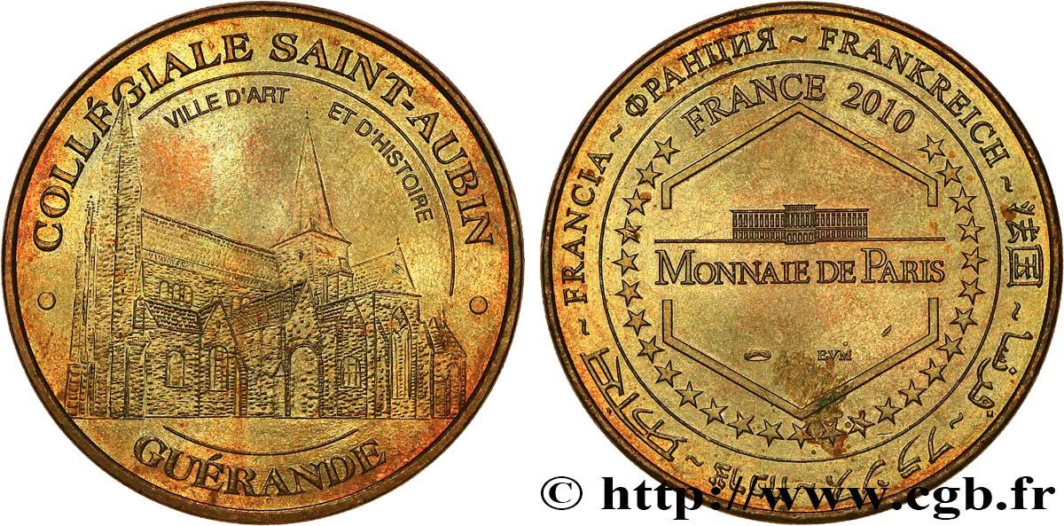 MONUMENTS ET HISTOIRE Médaille touristique, Collégiale Saint-Aubin TTB+