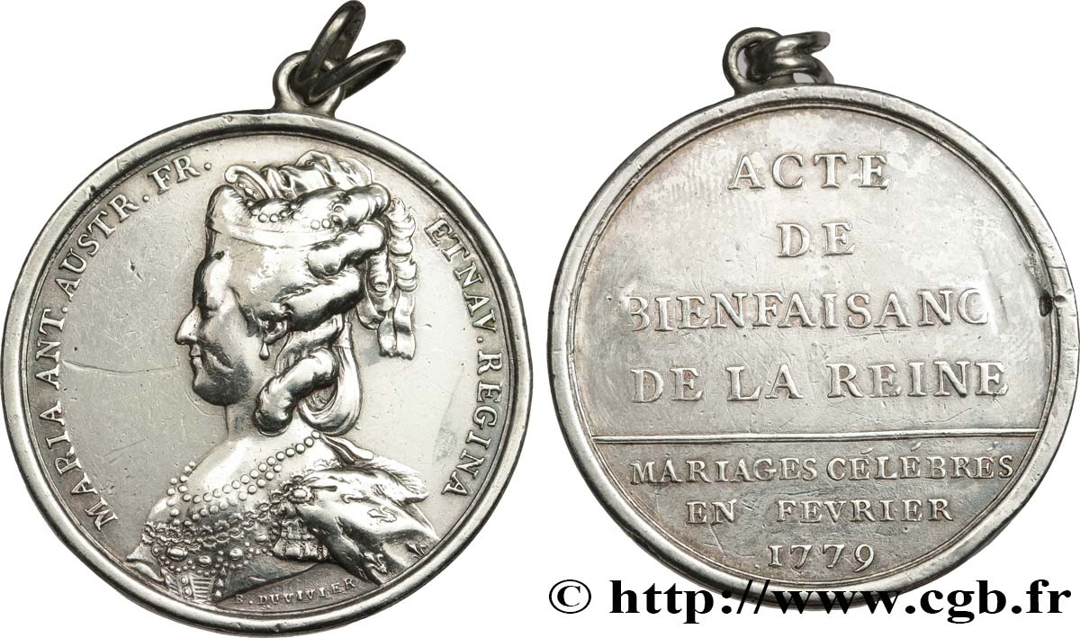 LOUIS XVI Médaille, Acte de bienfaisance de la reine TTB