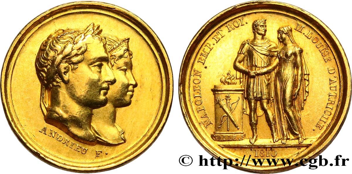 NAPOLEON S EMPIRE Médaille, Quinaire, Mariage de Napoléon Ier et de Marie-Louise AU