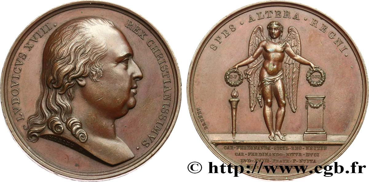 LOUIS XVIII Médaille, Mariage du duc de Berry AU