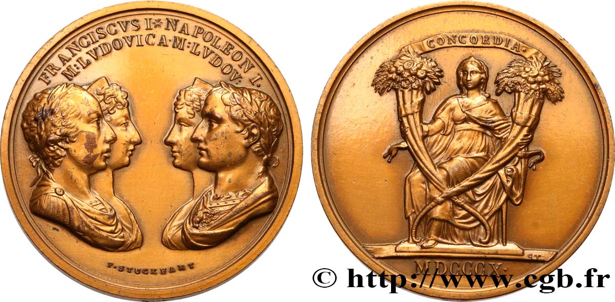 PREMIER EMPIRE / FIRST FRENCH EMPIRE Médaille, Mariage de Napoléon Ier et de Marie Louise d Autriche à Vienne, refrappe AU