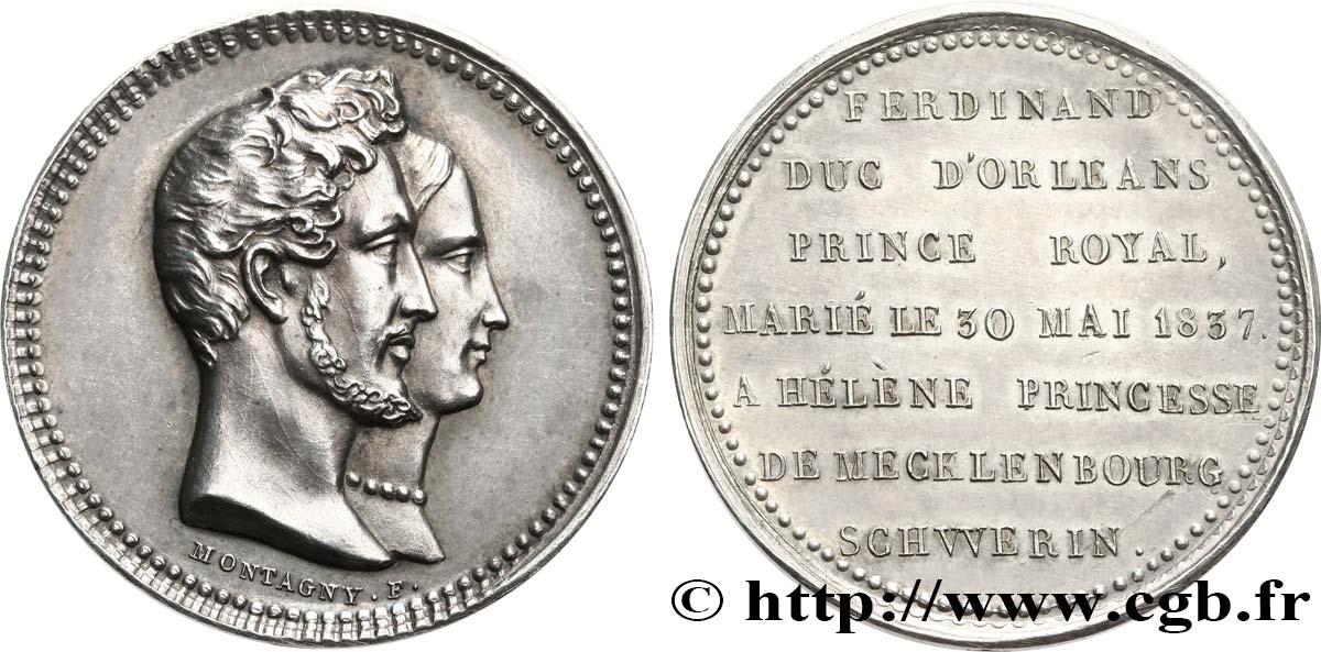 LUIS FELIPE I Médaille, Mariage de Ferdinand-Philippe d Orléans et Hélène de Mecklembourg-Schwerin MBC+