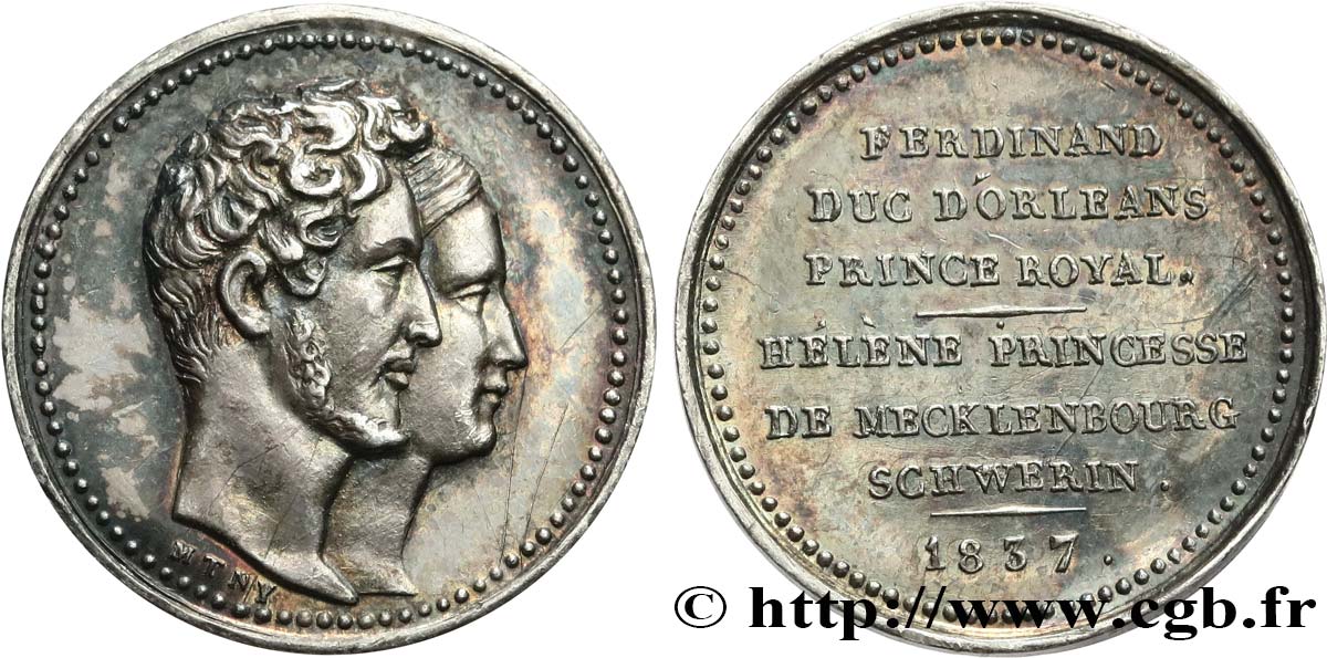 LOUIS-PHILIPPE Ier Médaille, Mariage de Ferdinand-Philippe d Orléans et Hélène de Mecklembourg-Schwerin TTB+