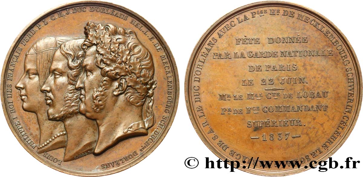 LOUIS-PHILIPPE Ier Médaille, Mariage de Ferdinand-Philippe d Orléans et Hélène de Mecklembourg-Schwerin SUP